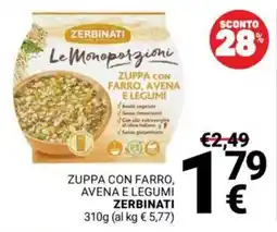 Supermercati Gulliver Zuppa con farro, avena e legumi Zerbinati offerta