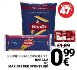 Supermercati Gulliver Penne rigate/spaghetti Barilla offerta