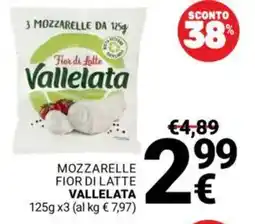 Supermercati Gulliver Mozzarelle fior di latte Vallelata offerta