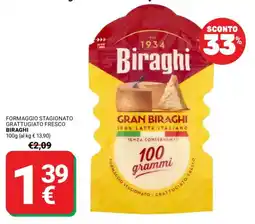 Supermercati Gulliver Formaggio stagionato grattugiato fresco Biraghi offerta