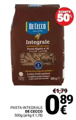 Supermercati Gulliver Pasta integrale De Cecco offerta