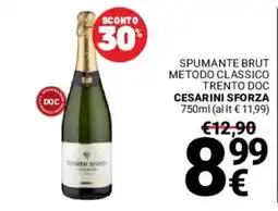 Supermercati Gulliver Spumante brut metodo classico trento doc Cesarini Sforza offerta