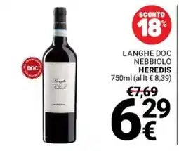 Supermercati Gulliver Langhe Doc Nebbiolo Heredis offerta