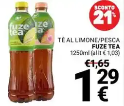 Supermercati Gulliver Tè al limone/pesca Fuze Tea offerta