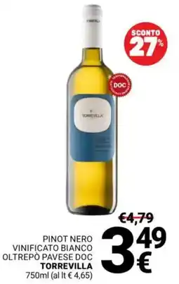 Supermercati Gulliver Pinot Nero Vinificato Bianco Oltrepò Pavese DOC Torrevilla offerta
