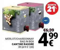 Supermercati Gulliver Merlot/Chardonnay bag in box Cantine Rasore offerta
