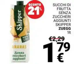 Supermercati Gulliver Skipper succhi di frutta senza zuccheri aggiunti ananas offerta