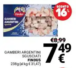 Supermercati Gulliver Gamberi argentini sgusciati Findus offerta