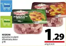 A&O Negroni pancetta in cubetti affumicata, dolce offerta