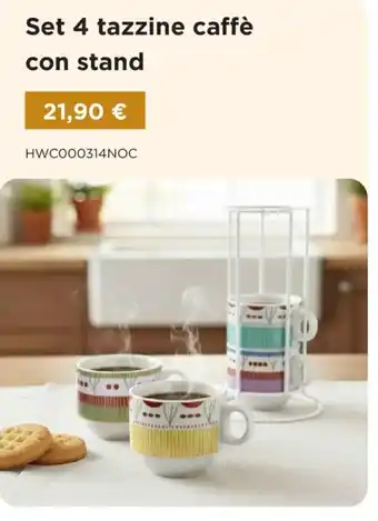 Set 4 tazzine caffè con stand
