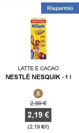 Orvea Latte e cacao Nestlé Nesquik offerta