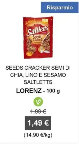 Orvea Seeds cracker semi di chia, lino e sesamo saltletts lorenz offerta