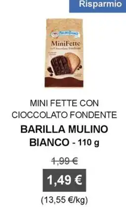 Orvea MiniFette con Cioccolato Fondente Barilla Mulino Bianco offerta