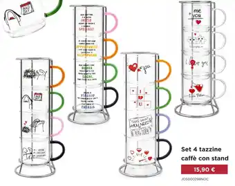 Set 4 tazzine caffè con stand