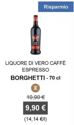 Orvea Liquore di vero caffè espresso Borghetti offerta