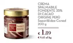 Conad Superstore Crema spalmabile fondente 35% di cacao origine perù offerta