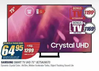 Sinergy Samsung Smart Tv UHD 75" UE75AU9070 offerta