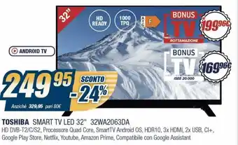 Sinergy Toshiba Smart Tv LED 32" 32WA2063DA offerta