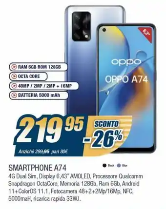 Sinergy oppo Smartphone A74 offerta