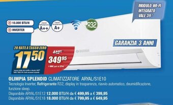 Sinergy Olimpia Splendid Climatizzatore Aryal/S1E10 offerta