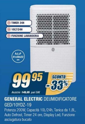 General Electric Deumidificatore GED/10YDZ-19