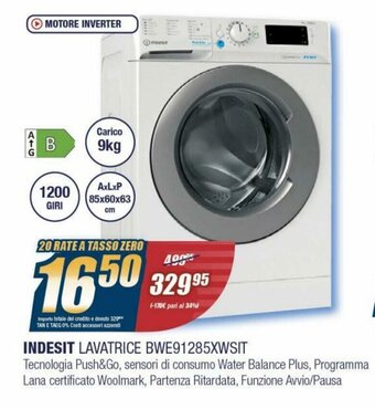 Sinergy Indesit Lavatrice BWE91285XWSIT offerta