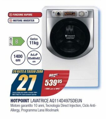 Sinergy Hotpoint Lavatrice AQ114D497SDEUN offerta