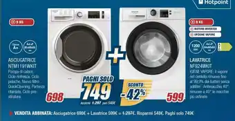 Sinergy Hotpoint Asciugatrice NTM1191WKIT + Hotpoint Lavatrice NF924WKIT offerta
