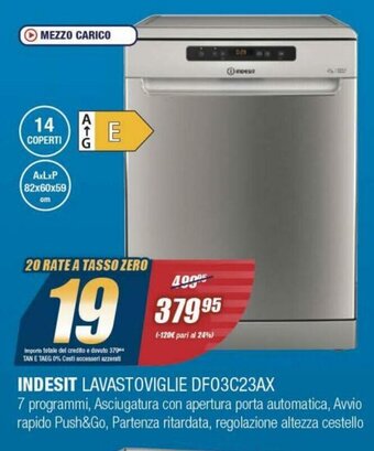 Sinergy Indesit Lavastoviglie DF03C23AX offerta
