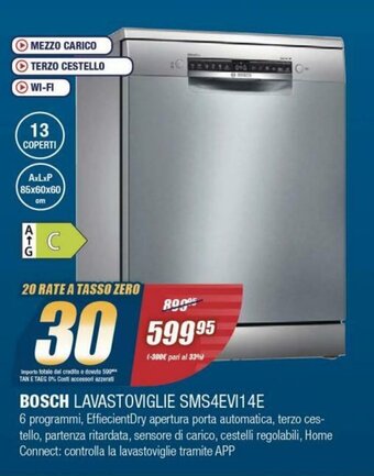 Sinergy Bosch Lavastoviglie SMS4EVI14E offerta