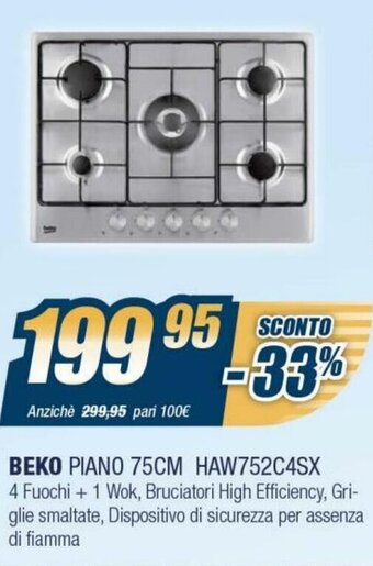 Sinergy beko Piano 75cm HAW752C4SX offerta