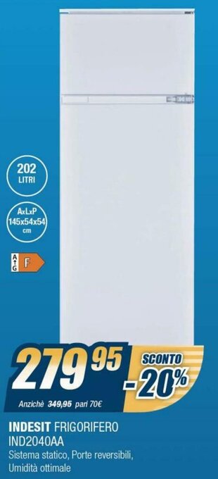 Sinergy Indesit Frigorifero IND2040AA offerta