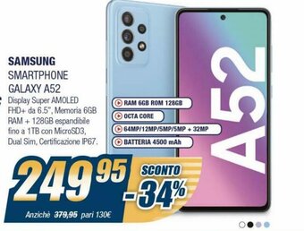 Sinergy Samsung Smartphone Galaxy a52 offerta