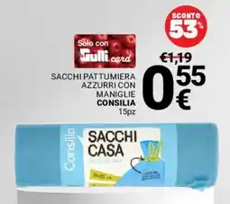 Supermercati Gulliver Sacchi pattumiera azzurri con maniglie Consilia offerta