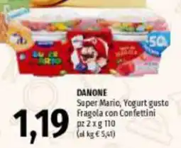 Emi Supermercati Danone Super Mario Yogurt gusto Fragola con Confettini offerta