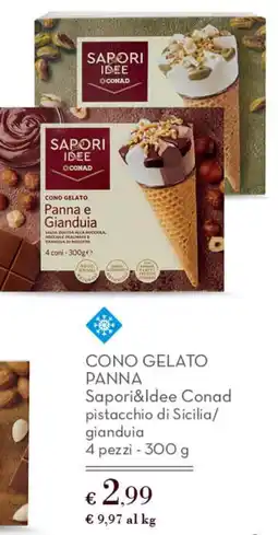 Conad Superstore Cono gelato panna Sapori&Idee Conad pistacchio di Sicilia/ gianduia offerta