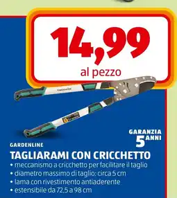 ALDI Gardenline tagliarami con cricchetto offerta