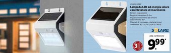 Lidl Livarno Home Lampada LED ad energia solare con rilevatore di movimento offerta