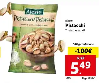 Lidl Alesto Pistacchi Tostati e salati 500g offerta
