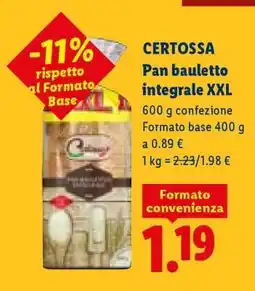 Lidl Certossa Pan Bauletto integrale XXL offerta