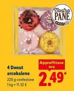 Lidl 4 Donut arcobaleno offerta