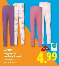 Lidl LUPILU Leggings da bambina, 2 pezzi offerta