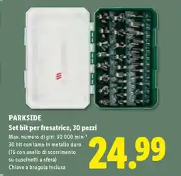 Lidl PARKSIDE Set bit per fresatrice, 30 pezzi offerta