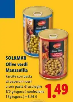 Lidl Sol&Mar Olive verdi manzanilla offerta