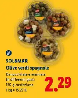 Lidl SOL&MAR Olive verdi spagnole offerta