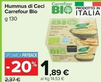 Carrefour Carrefour - hummus di ceci 130 g(ml) offerta