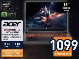 Unieuro Acer Gaming Nitro V 16 AI offerta