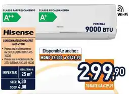 Unieuro Hisense condizionatore monosplit halo +9,000 offerta