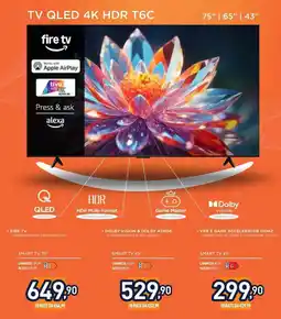 Unieuro TCL 75" Smart TV QLED 4K HDR T6C offerta