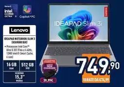 Unieuro Lenovo Ideapad Notebook Slim 3 offerta